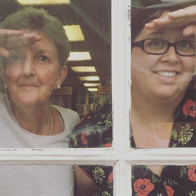 Maggie and Kim at the Library