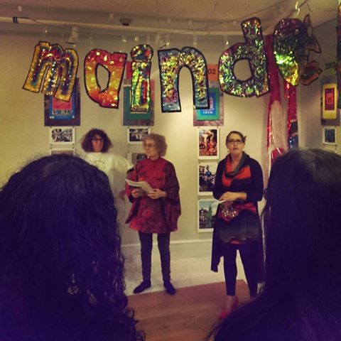 Ingrid Wilson speaks with Sue Bidmead (left) and Sarah Goodey (right)